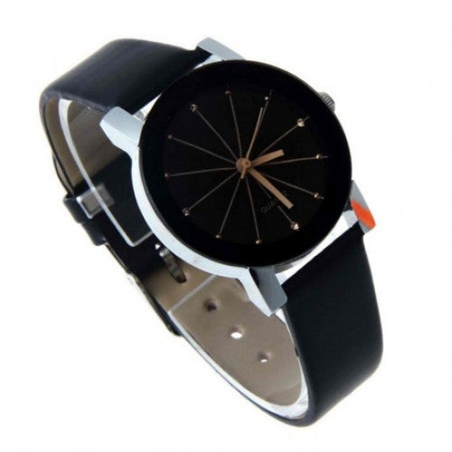 Quartz Dial Clock Leather  Watch For Women