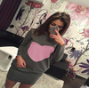 Heart Print Dress Bodycon Long Sleeve